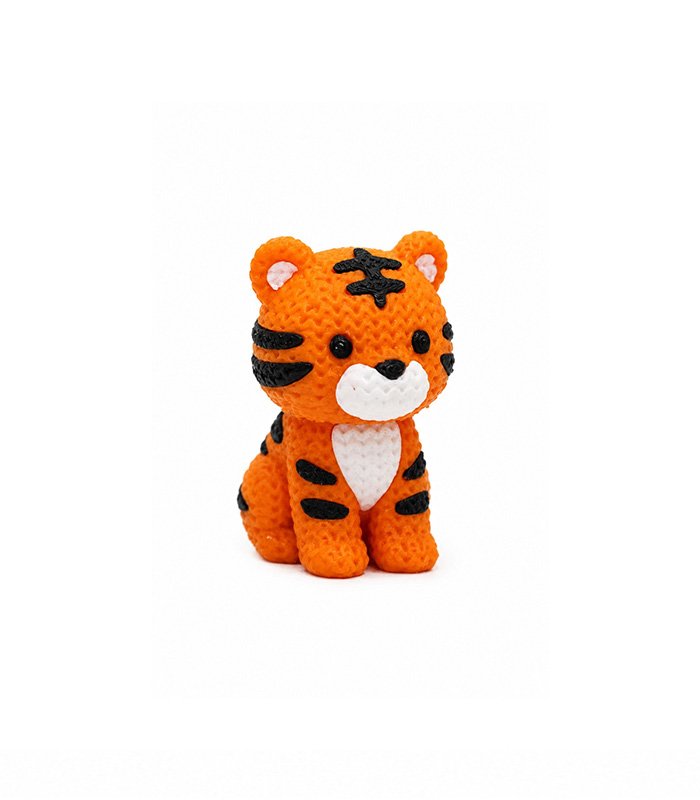 19 Zookies Textured Tiger: orange striped tiger figure with a textured surface