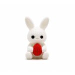 Zookies Bunny with Heart: white rabbit figure holding a red heart