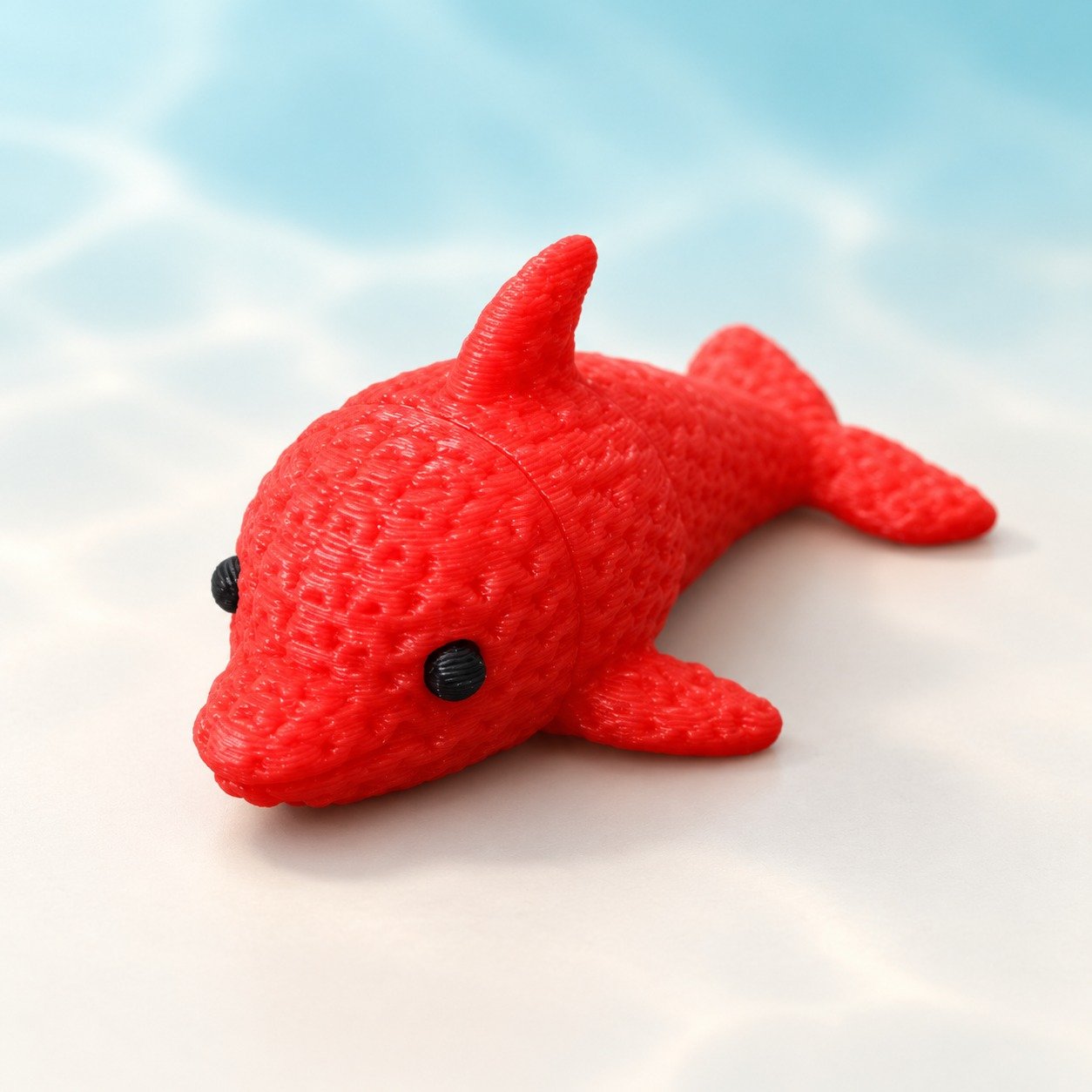 WhatsApp Image 2026-09-09 at 1.02.01 PM Zookies Articulated Baby Dolphin: red textured dolphin figure with fins and a tail