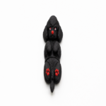 Zookies Articulated Black Puppy: black segmented puppy figure with red paw details