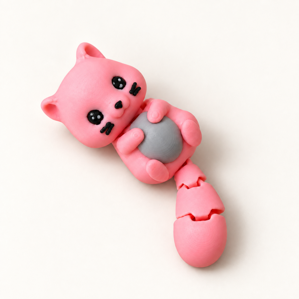 Zookies Pink Flexi Cat with Grey Ball, normal PLA finish, product view 2